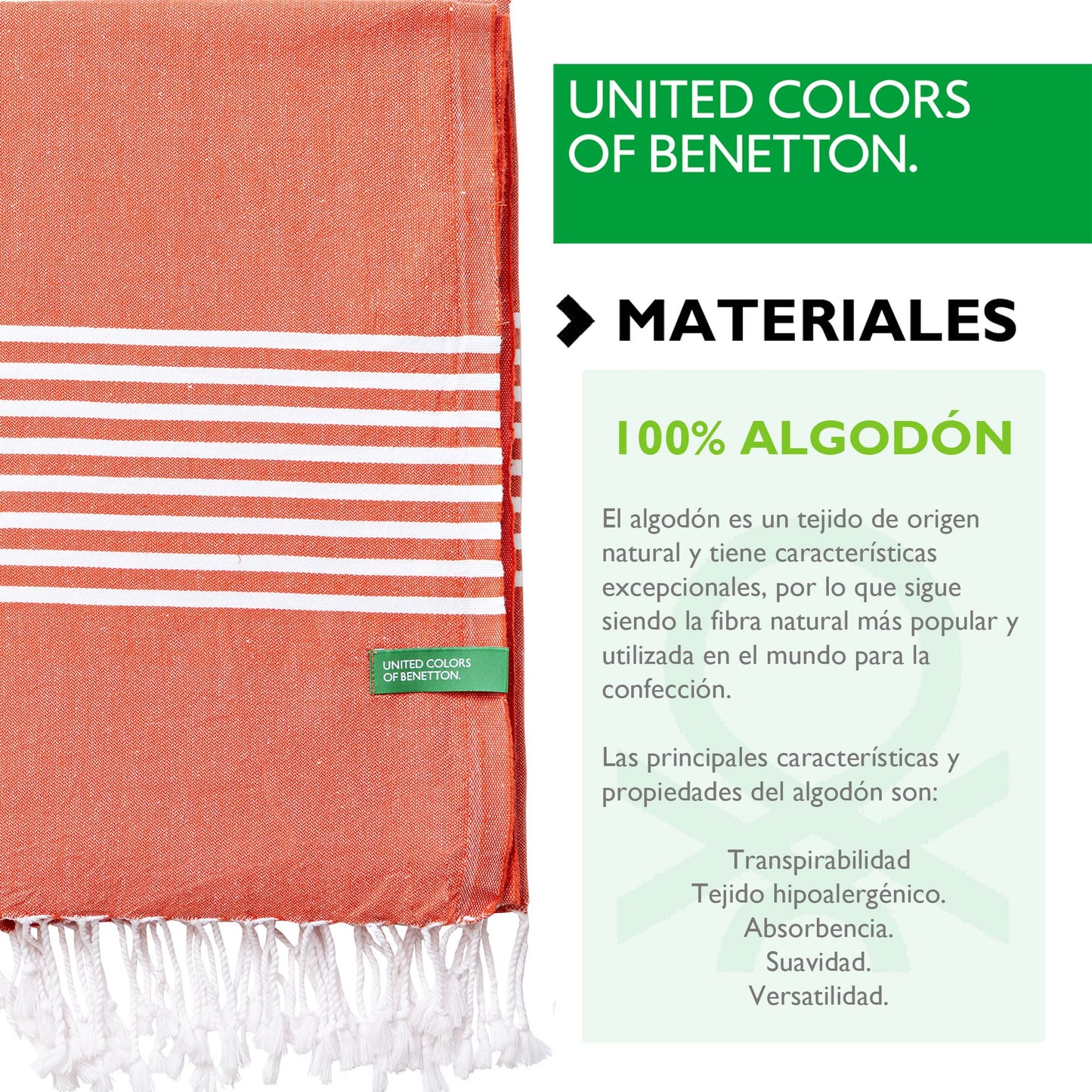Set 2 Toallas Benetton Hamman 80x165cm 170gsm 100%algodon Rojo Casa Benetton