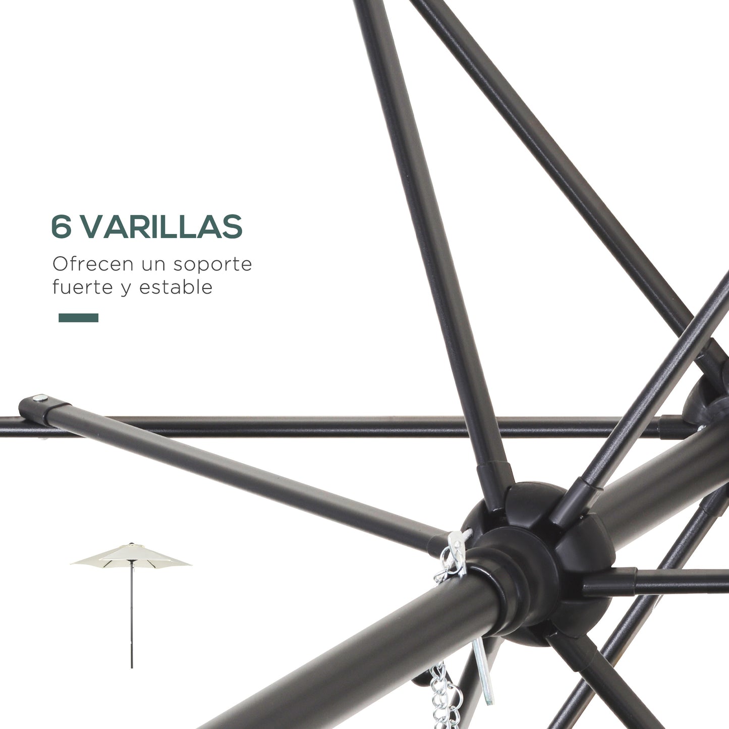 Outsunny Sombrilla Jardín Ø2x2 M Parasol De Aluminio Con Poste Desmontable Beige_5