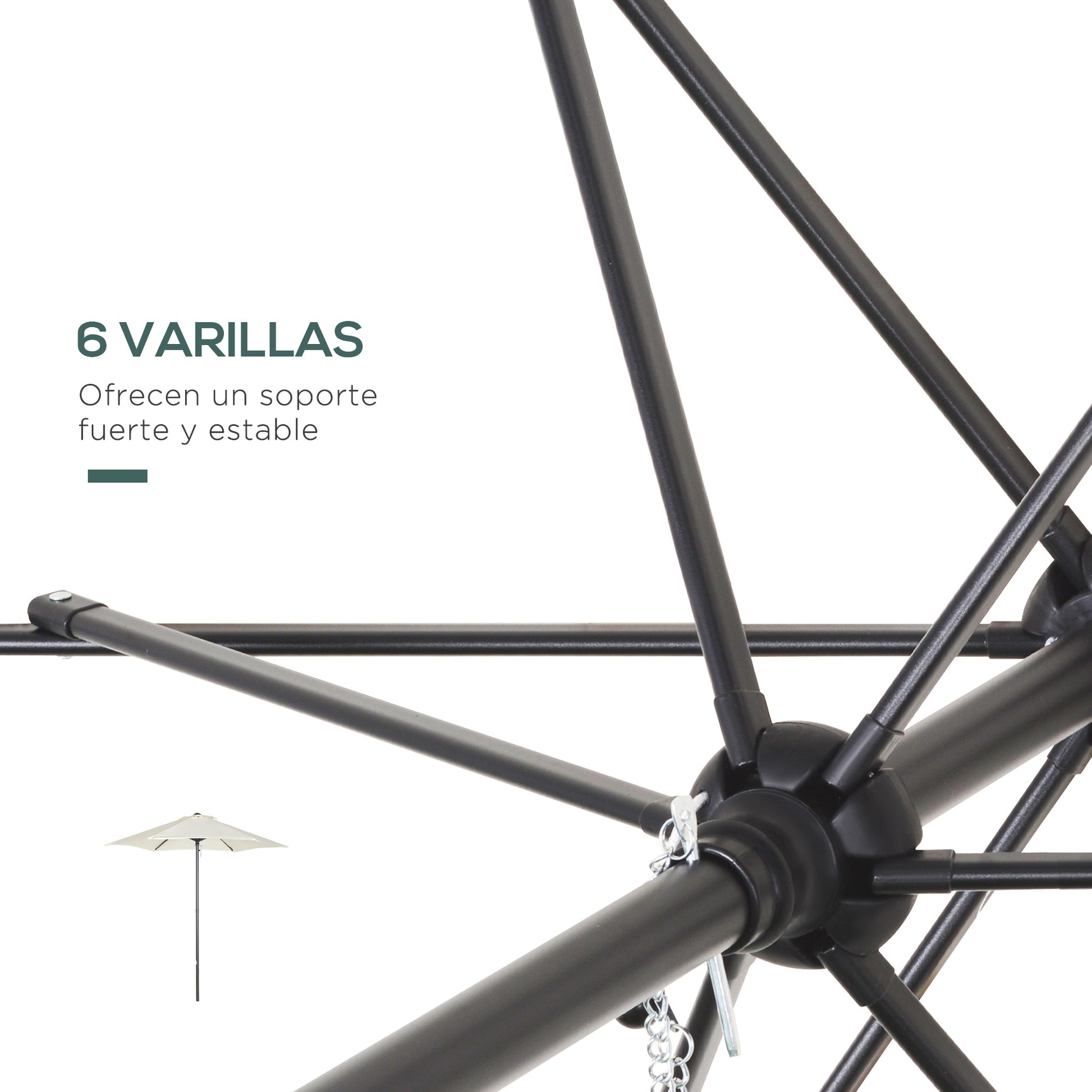 Outsunny Sombrilla Jardín Ø2x2 M Parasol De Aluminio Con Poste Desmontable Beige_5