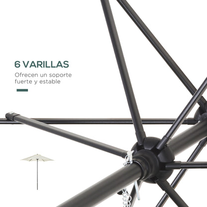 Outsunny Sombrilla Jardín Ø2x2 M Parasol De Aluminio Con Poste Desmontable Beige_5