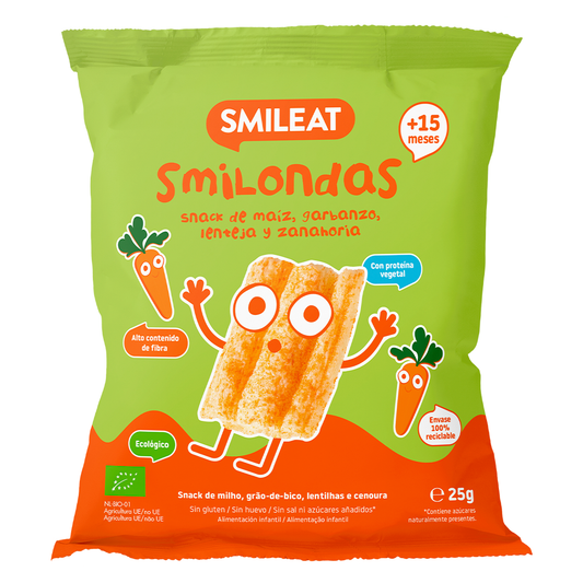 Smilondas Snack Milho, grão de bico, lentilhas e cenoura Eco Smileat 25 g