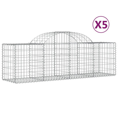 Cestas De Gaviones 5 Uds Forma De Arco Hierro 200x50x60/80 Cm_0