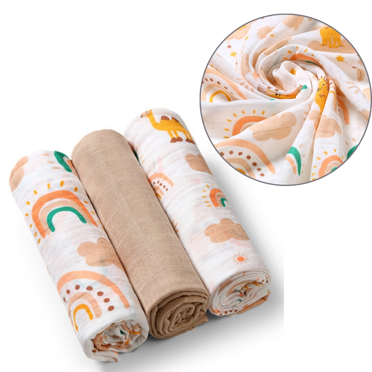 Babyono Pack 3 Muselinas Natural Algodón 70x70 Cm_2