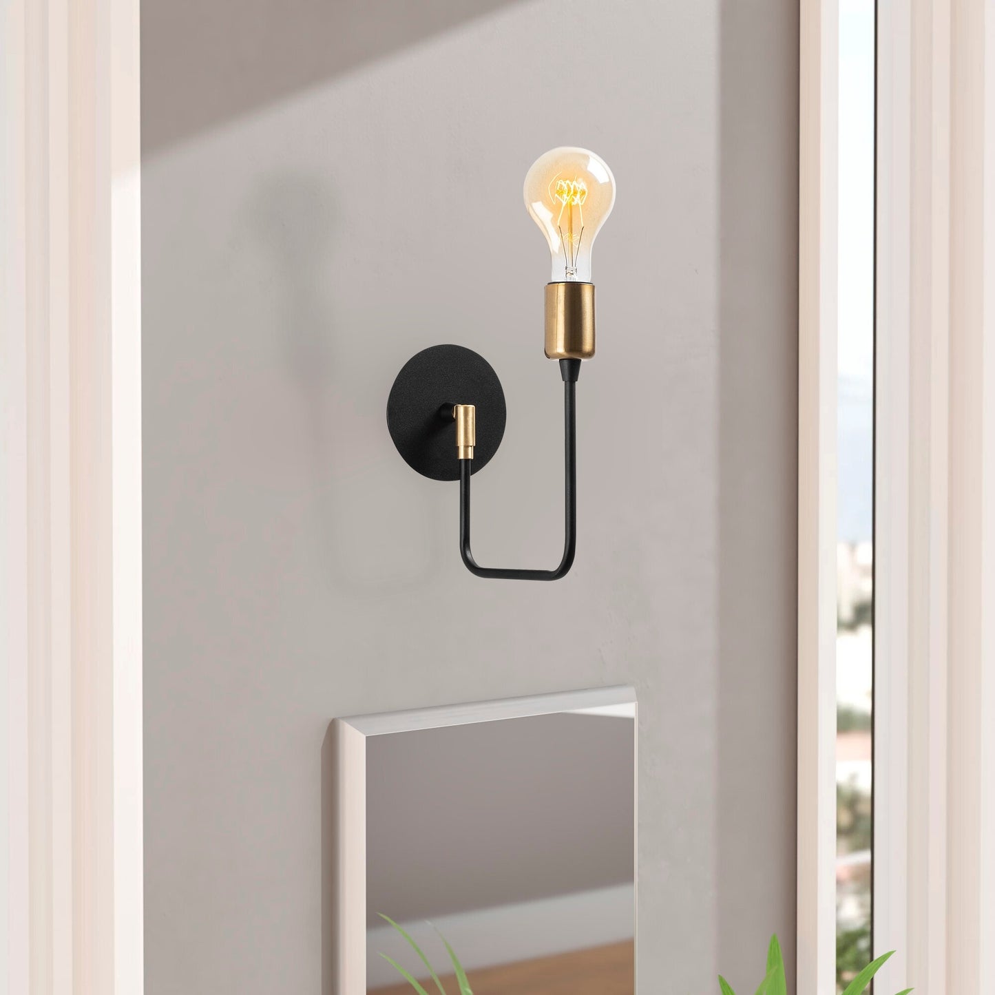 Aplique De Pared, Metal , Negro, 12x23x24, Casquillo E 27 Max 40 W