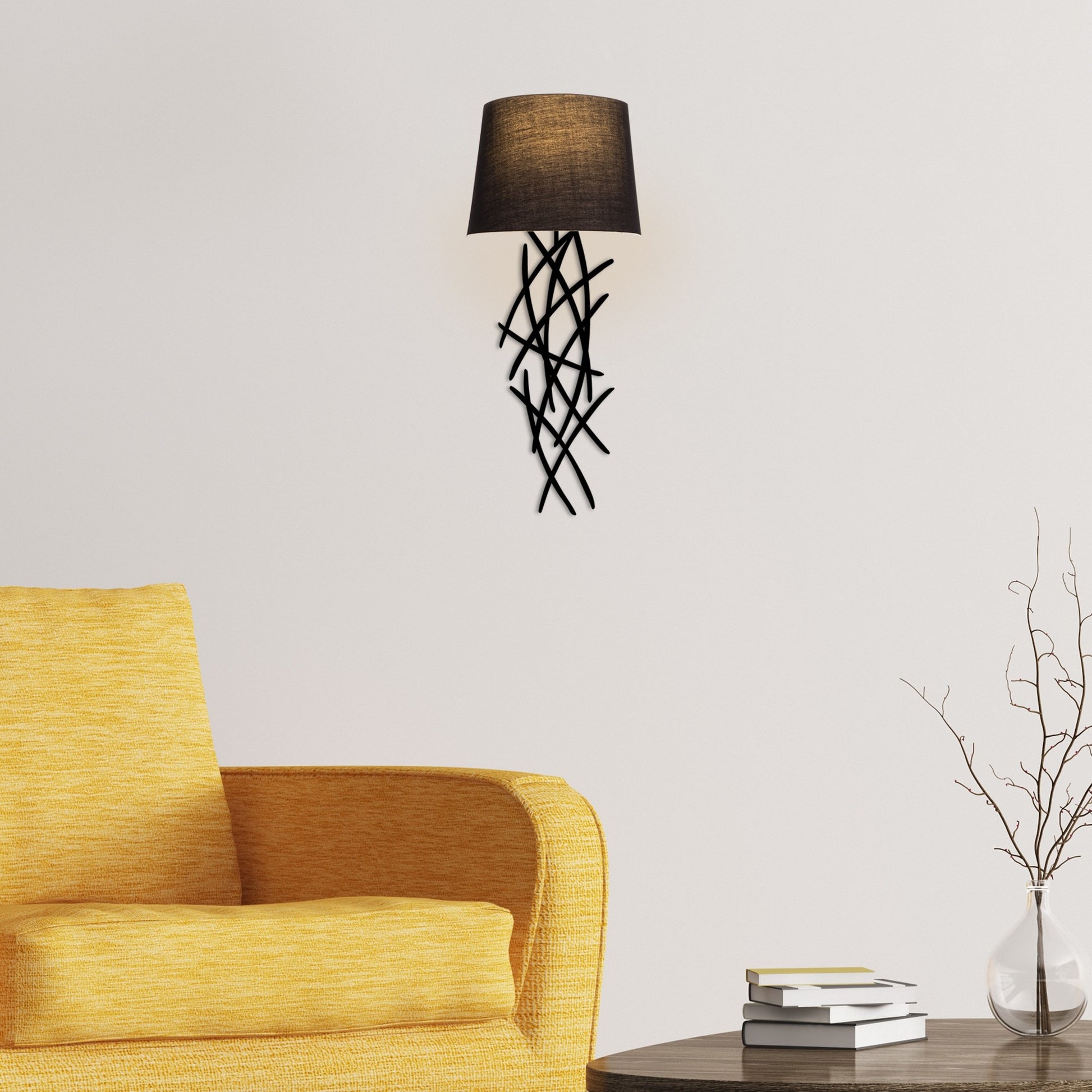 Aplique De Pared, Hierro , Negro, 15x28x72, Casquillo E 27 Max 40 W