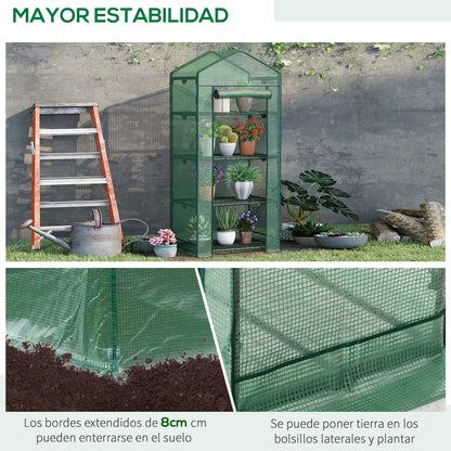 Outsunny Invernadero De Terraza Con 4 Estantes De Alambre Y Puerta Enrollable_5