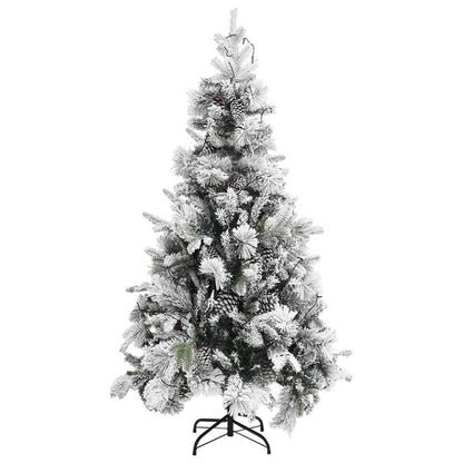 Vidaxl Árbol De Navidad Con Nieve, Luces Led Y Piñas Pvc Y Pe 225 Cm_3