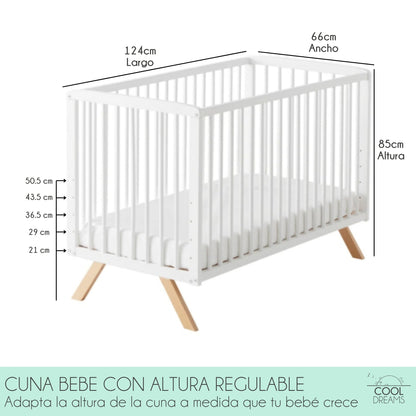 Cuna De Bebé Nuru Estilo Nórdico Infantil, Con Kit Colecho, Colchón Morfeo Y Ropa De Cama 100% Algodón_4