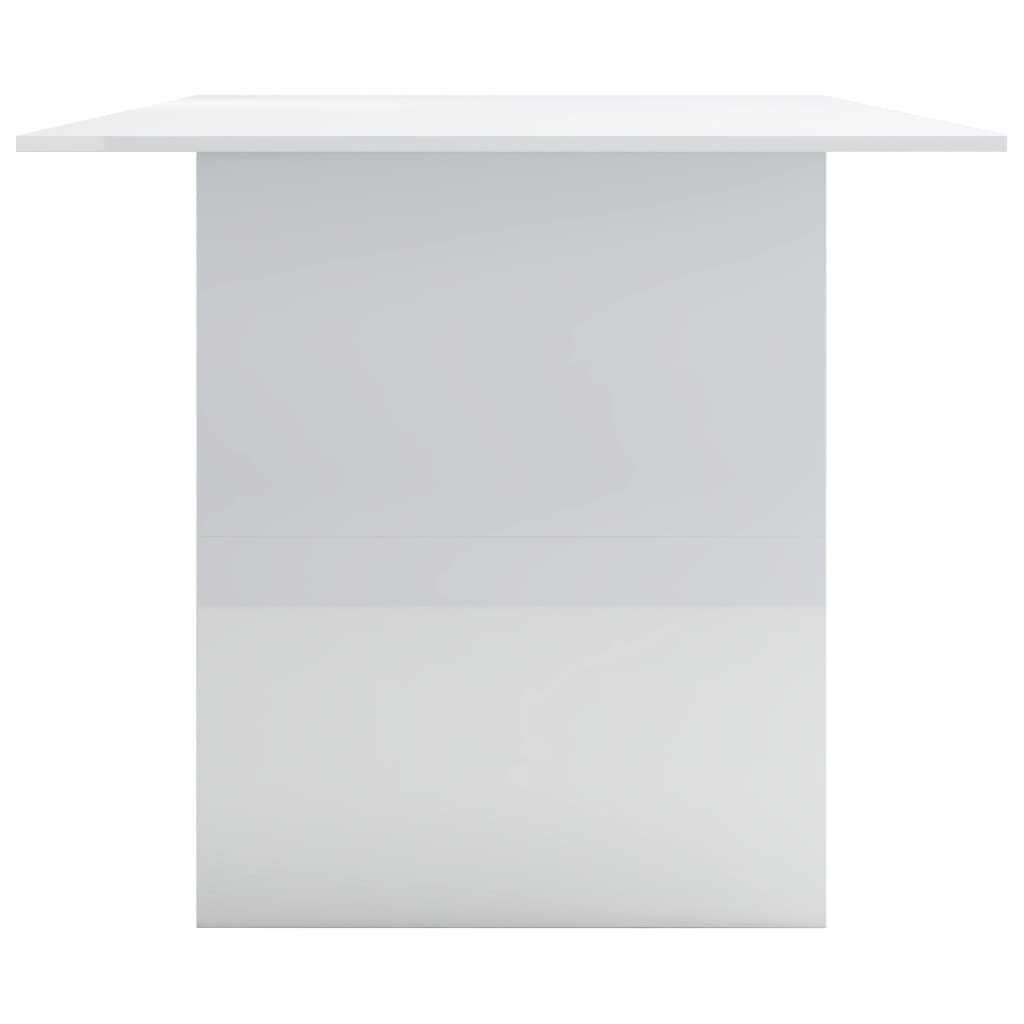 Mesa De Comedor Madera De Ingeniería Blanco Brillo 180x90x76 Cm_3