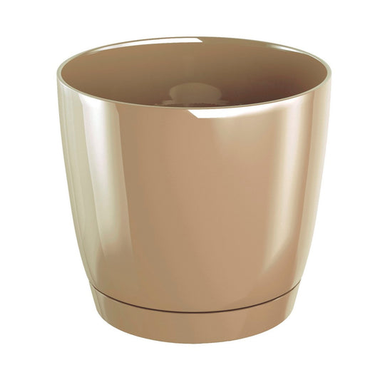 Maceta Redonda De Plastico Coubi Round P En Color Cafe Con Leche 24 (largo) X 24 (ancho) X 22 (altura) Cm_0