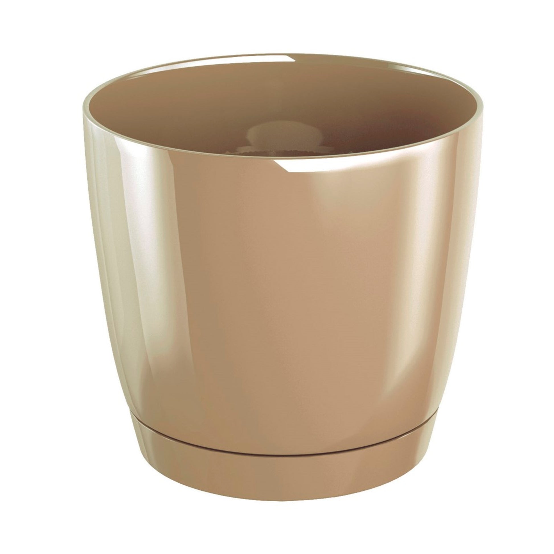 Maceta Redonda De Plastico Coubi Round P En Color Cafe Con Leche 28 (largo) X 28 (ancho) X 26,2 (altura) Cm_0