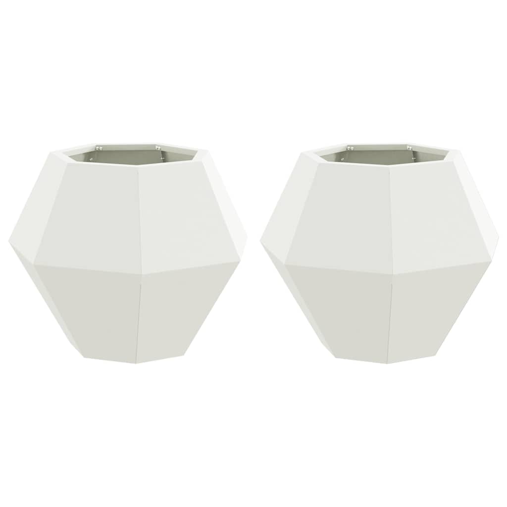Jardinera 2 Uds. Blanco 50 X 50 X 40 Cm Acero_0