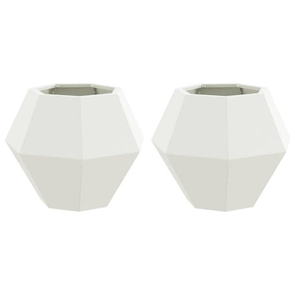 Jardinera 2 Uds. Blanco 50 X 50 X 40 Cm Acero_0