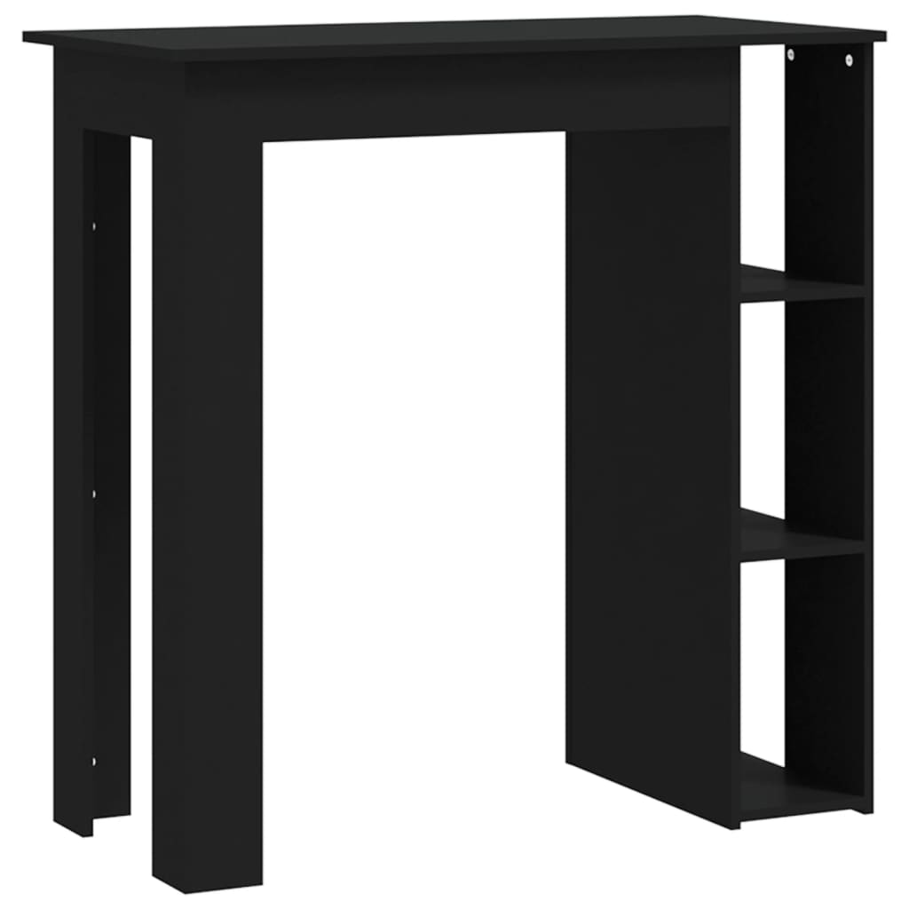 Mesa Bar Con Estante Madera Contrachapada Negro 102x50x103,5 Cm_0