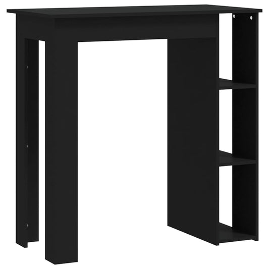 Mesa Bar Con Estante Madera Contrachapada Negro 102x50x103,5 Cm_0