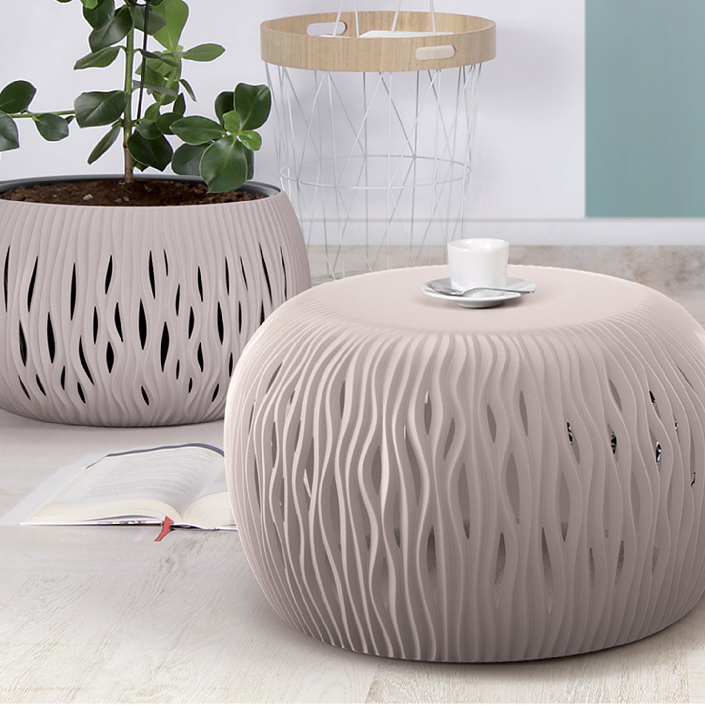 Prosperplast Bowl Sandy De Plástico Con Depósito En Color Blanco, 13,6 (alto) X 18 (ancho) X 18 (profundo) Cms_3
