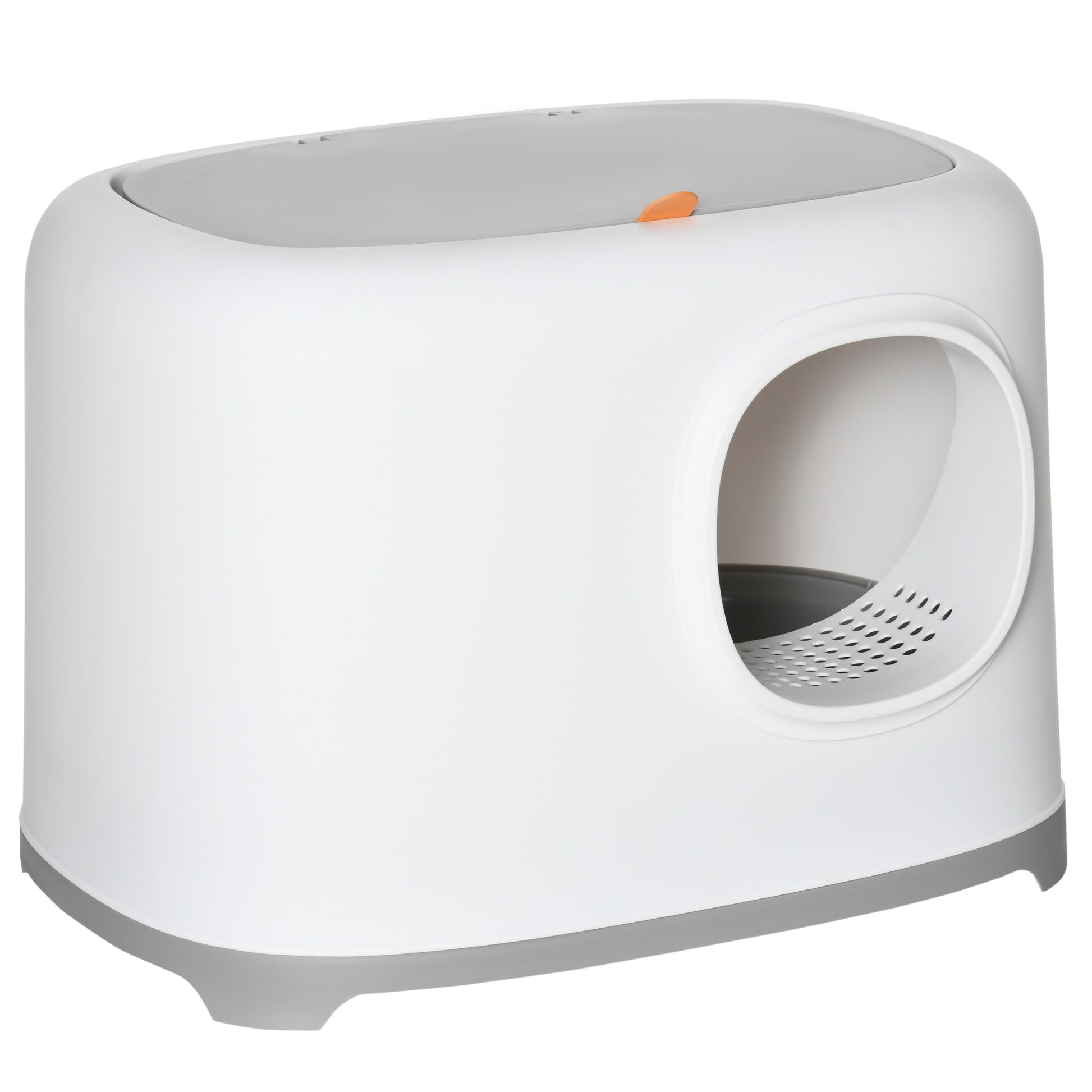Pawhut Caja Arena Para Con Gatos Bandeja Techo Abatible Pala 55x40x39 Cm Blanco_0