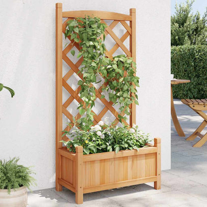 Jardinera Con Enrejado Marrón 55x29,5x110 Cm Madera Maciza De Abeto_1