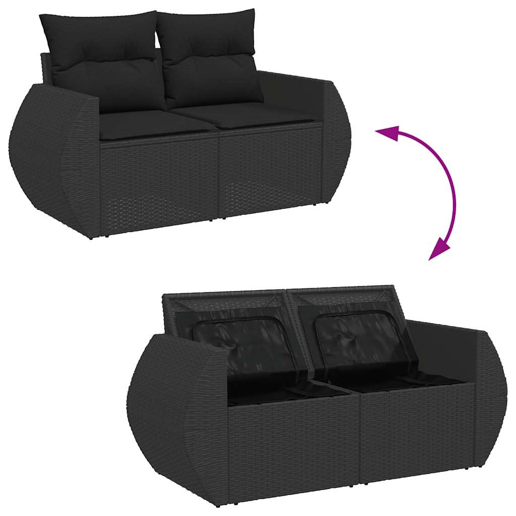 Set De Sofás De Jardín 6 Piezas Y Cojines Ratán Sintético Negro / Vetonek_1