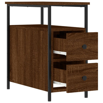 Mesita De Noche Madera De Ingeniería Marrón Roble 30x60x60 Cm_4