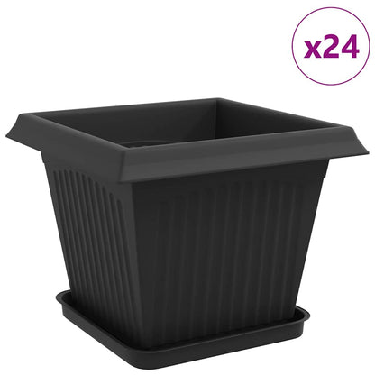 Macetas 24 Uds. Negro Plástico_0
