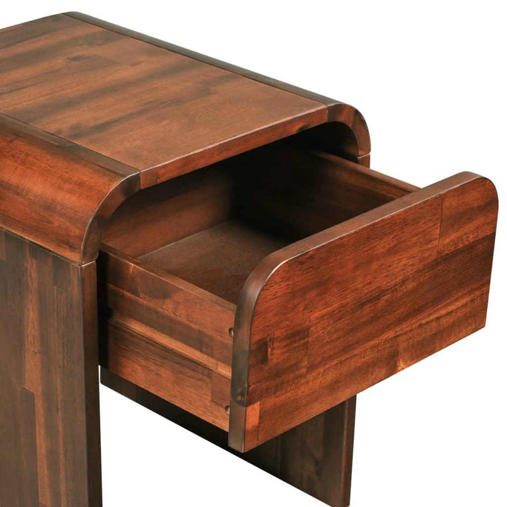 Mesita De Noche De Madera Maciza Acacia 41,5x42x52 Cm_3