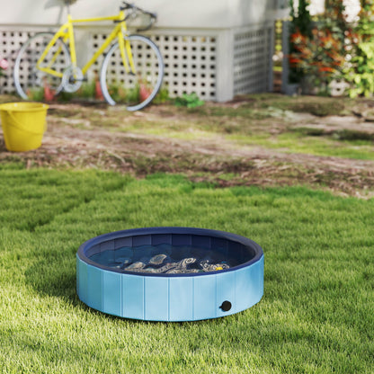 Pawhut Piscina Para Perros Plegable Con Aspersor Antideslizante Resistente Azul_4