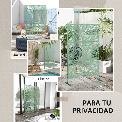 Outsunny Biombo Exterior Con 3 Piezas Patrón De Hoja Grande 122x45x198cm Verde_5