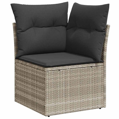 Set De Sofás De Jardín 11 Pzas Y Cojines Ratán Sintético Gris / Vetonek_4