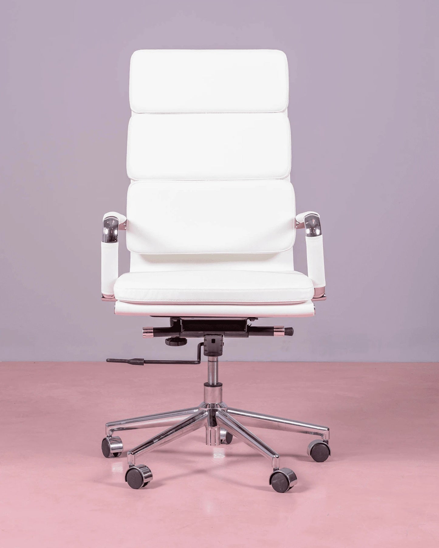 Silla De Oficina Con Ruedas Y Respaldo Alto Acolchado En Polipiel - Alu S_3