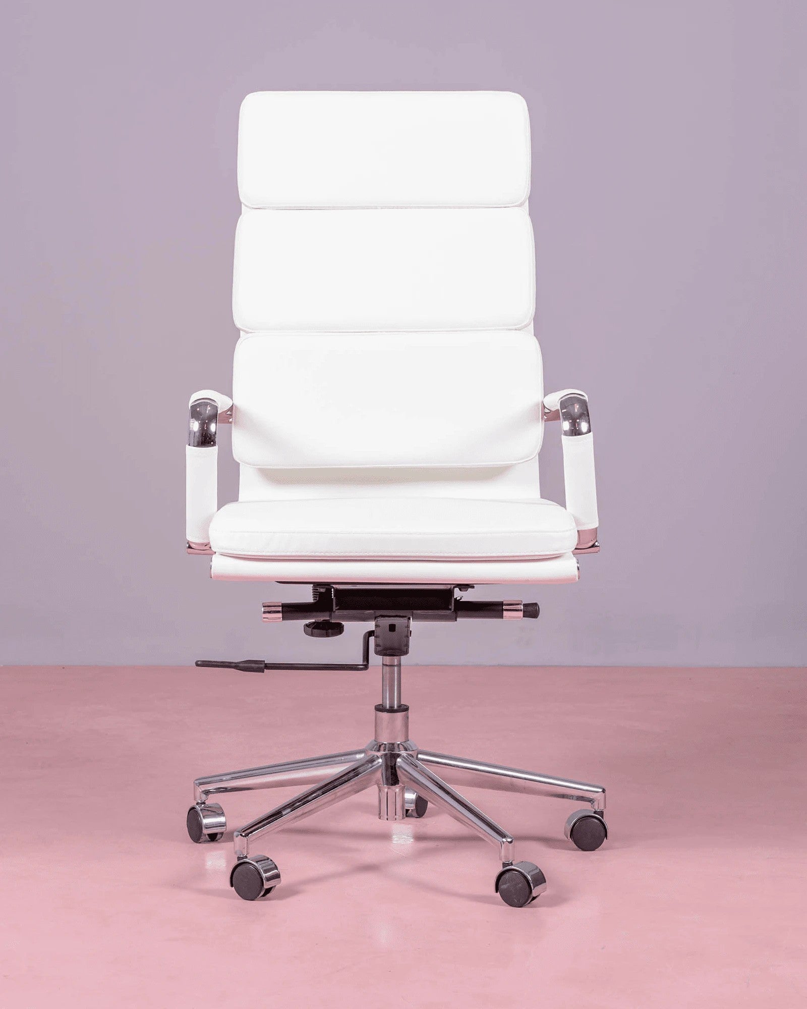 Silla De Oficina Con Ruedas Y Respaldo Alto Acolchado En Polipiel - Alu S_3