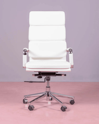 Silla De Oficina Con Ruedas Y Respaldo Alto Acolchado En Polipiel - Alu S_3