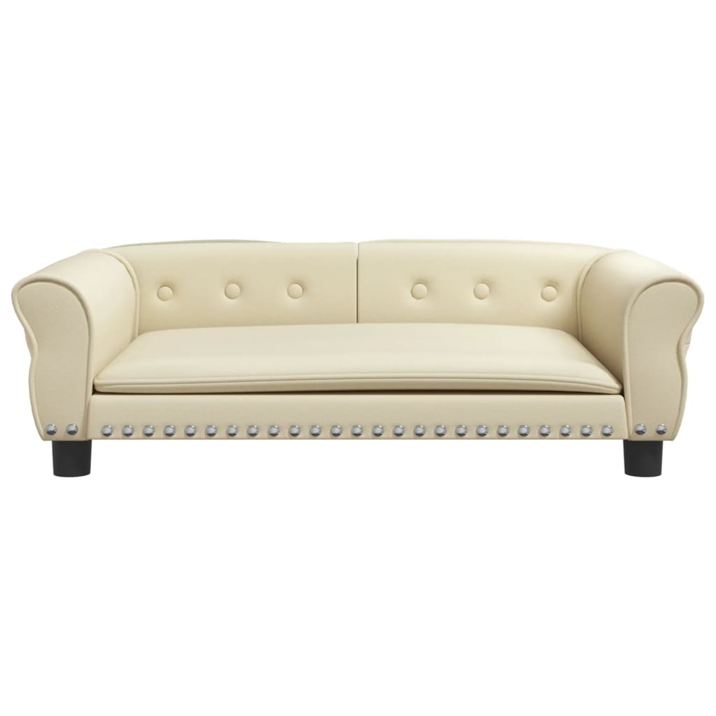 Cama Para Perros De Cuero Sintético Crema 95x55x30 Cm / Vetonek_5