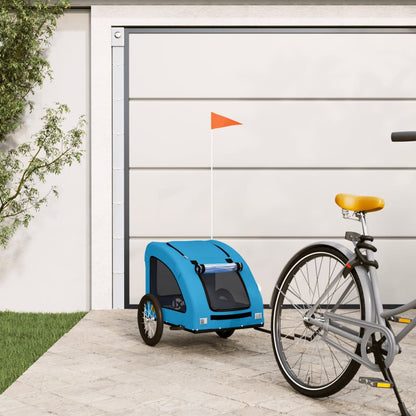 Remolque De Bicicleta Mascotas Hierro Tela Oxford Azul_1