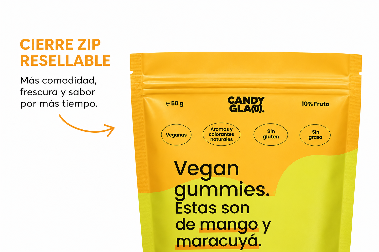 Gummies Veganas Sabor Mango Y Maracuyá Pack 14 Bolsas - Snack Dulce Natural Sin Gluten_3