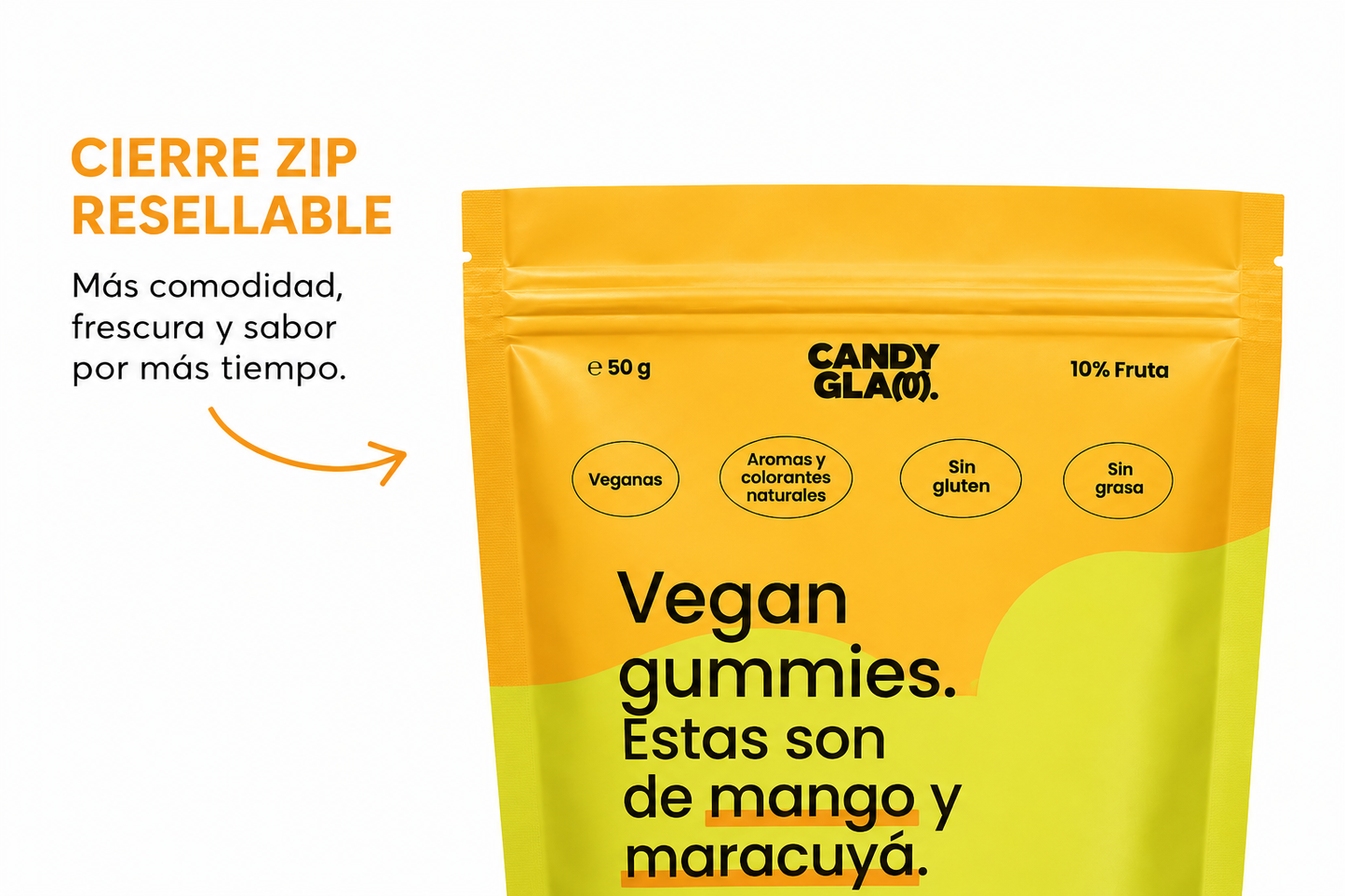Gummies Veganas Sabor Mango Y Maracuyá Pack 5 Bolsas - Snack Dulce Natural Sin Gluten_2