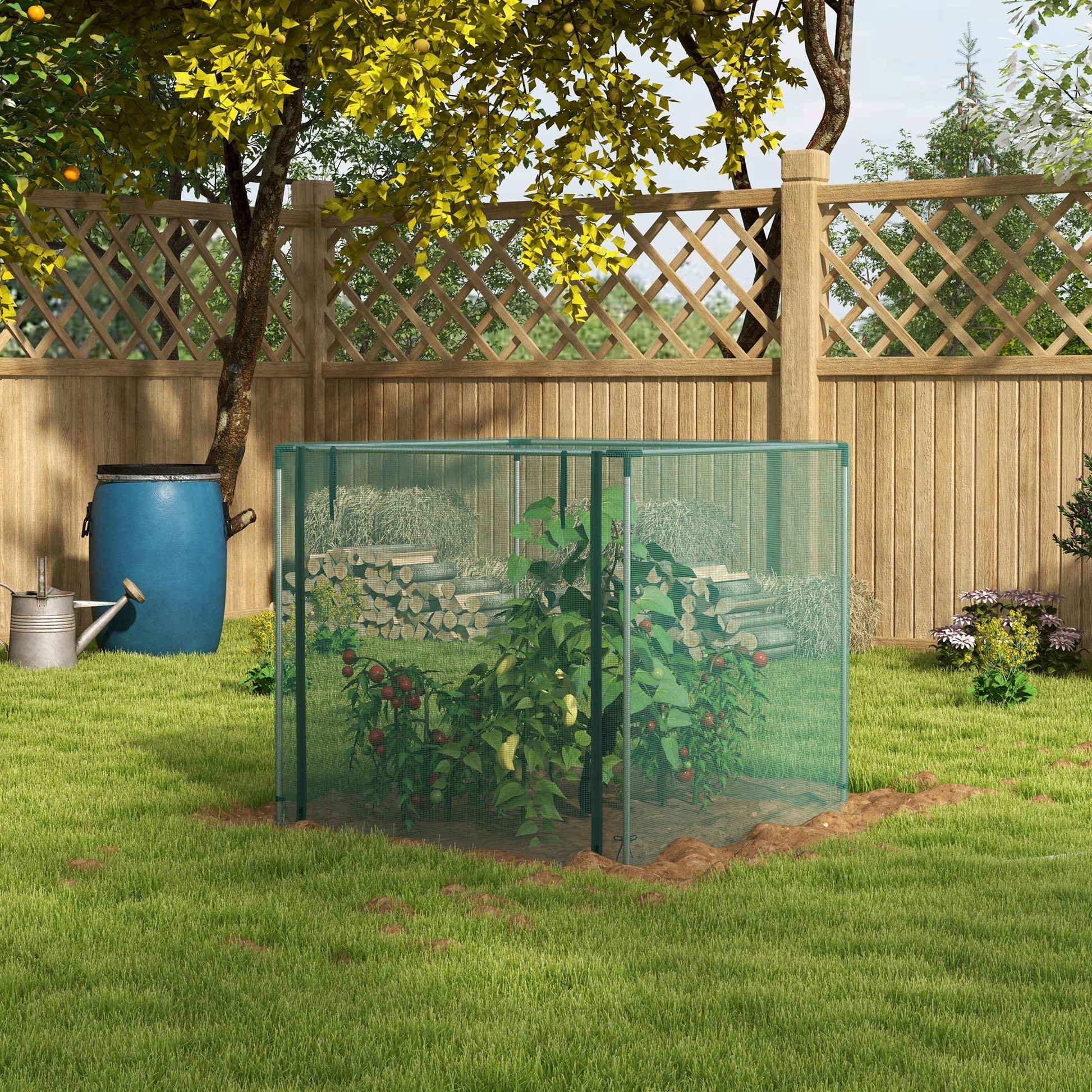Outsunny Jaula De Cultivo Con Soportes De Acero Y Puerta 120x120x110 Cm Verde_1