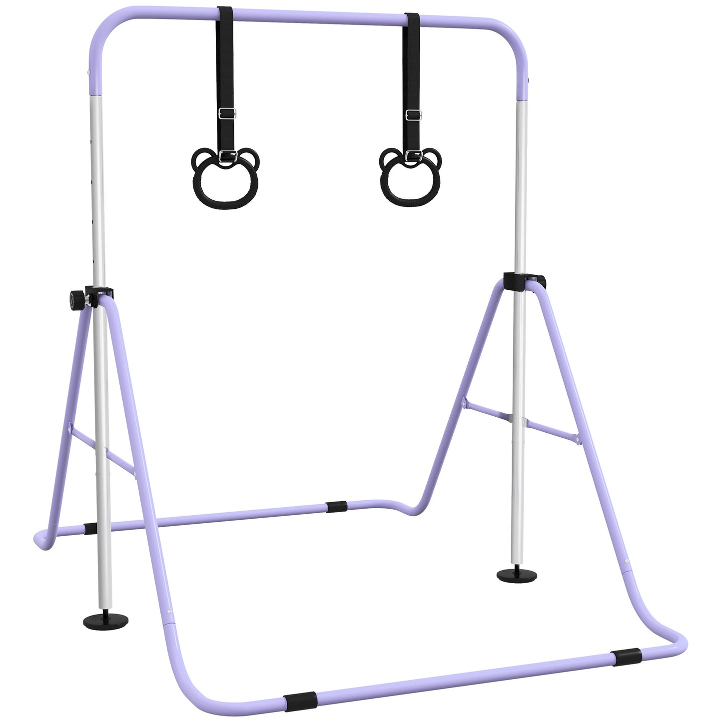 Homcom Barra De Gimnasia Para Niños Con Altura Ajustable En 5 Niveles Y Anillos_0