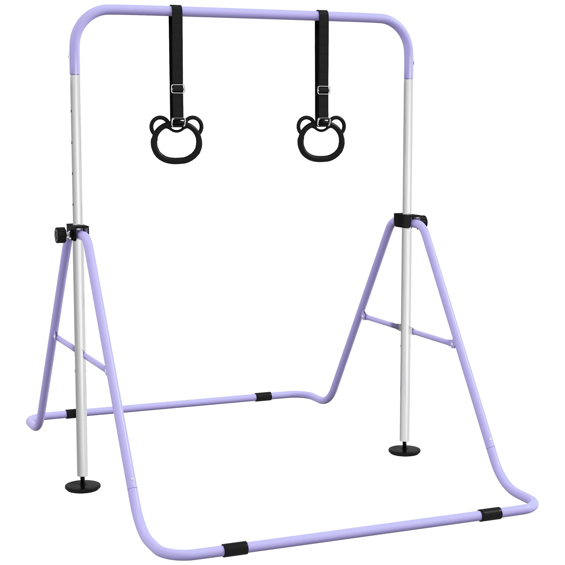 Homcom Barra De Gimnasia Para Niños Con Altura Ajustable En 5 Niveles Y Anillos_0