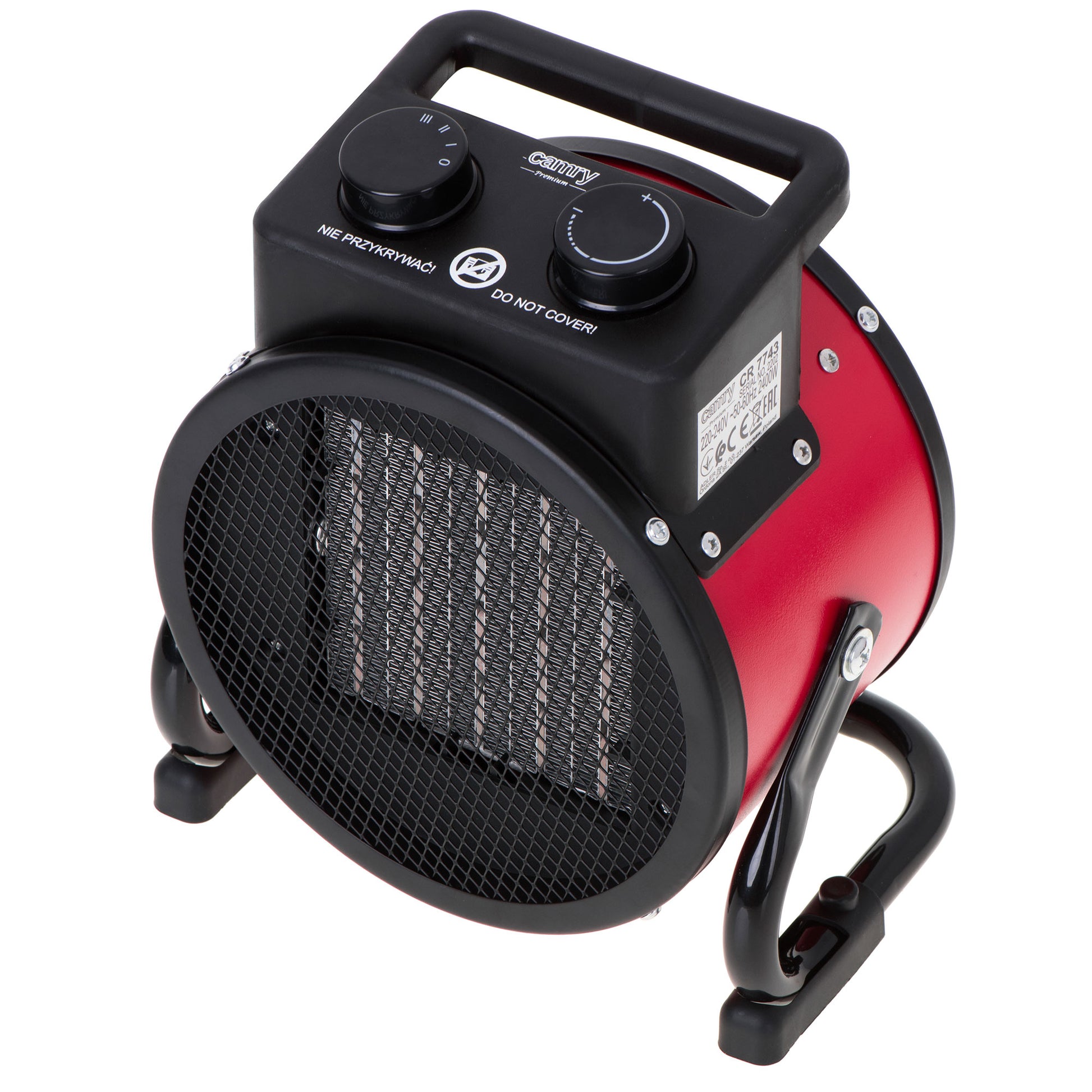 Calefactor Cerámico Termoventilador Portátil, 2 Niveles Potencia Termostato Automático, Moderno Camry Cr7743, Negro/rojo_2