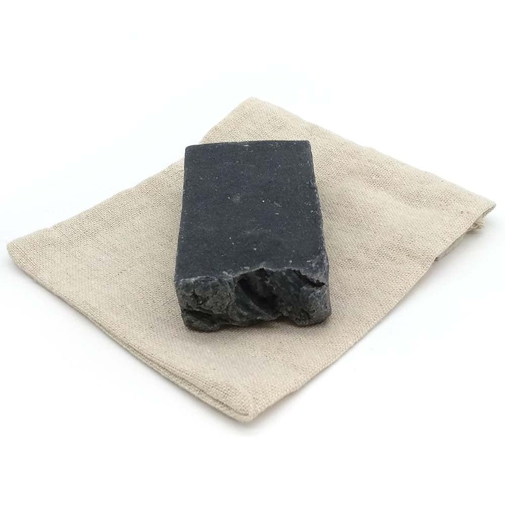 Jabón Natural Carbón Activo 90g En Bolsa Regalo De Yute. Elimina Espinillas Y Puntos Negros. Desintoxicante - Piel Grasa_3