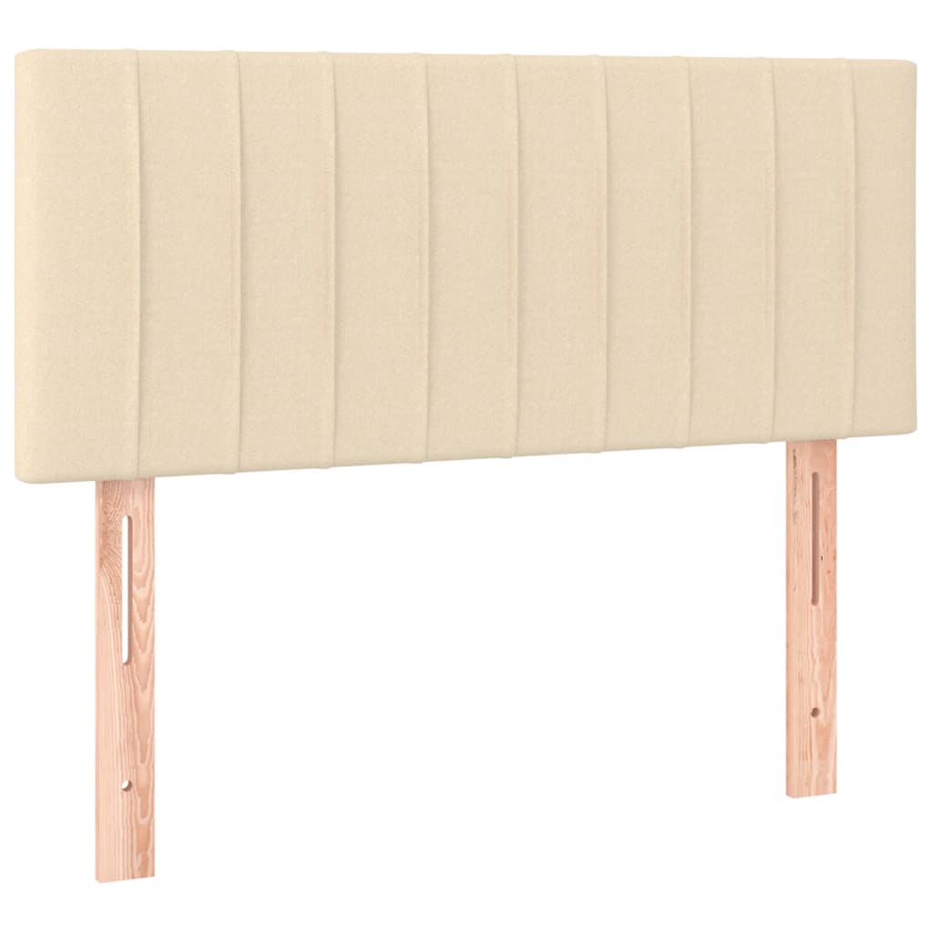 Cama Box Spring Con Colchón Y Led Tela Crema 80x200 Cm / Vetonek_3
