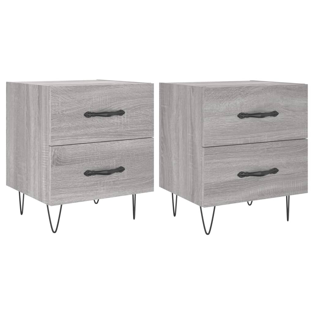 Mesitas Noche 2 Uds Madera Ingeniería Gris Sonoma 40x35x47,5 Cm_0