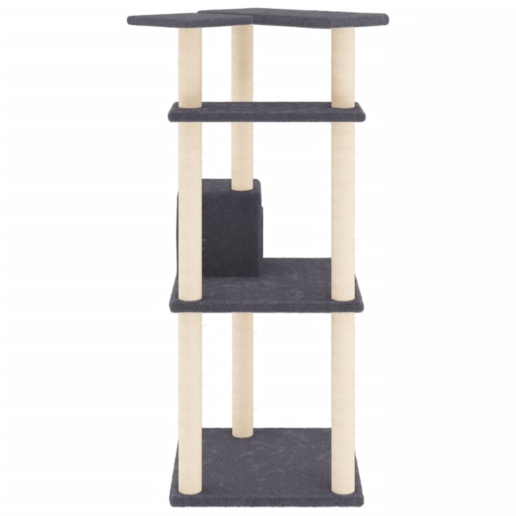 Rascador Para Gatos Con Postes De Sisal Gris Oscuro 123 Cm_3