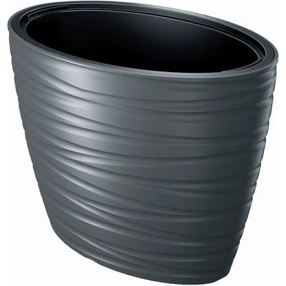 Maceta Ovalada Con Deposito 56l Maze De Plastico En Color Antracita 58,5 (largo) X 38,5 (ancho) X 42,3 (alto) Cm
