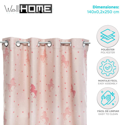 Well Home - Cortina Opaca Infantil unicornio Rosa 140x250cm_1