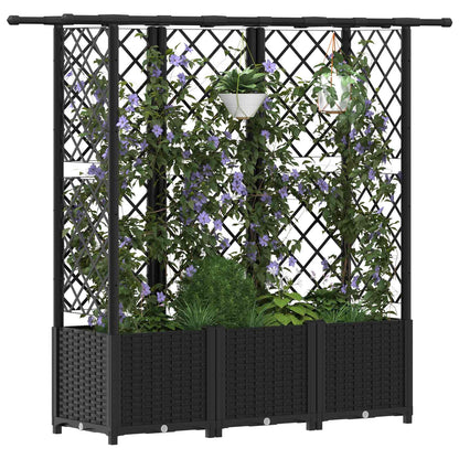 Cama Elevada Con Trellis Y Techo Negro 163,5 X 40 X 136 Cm Pp_2