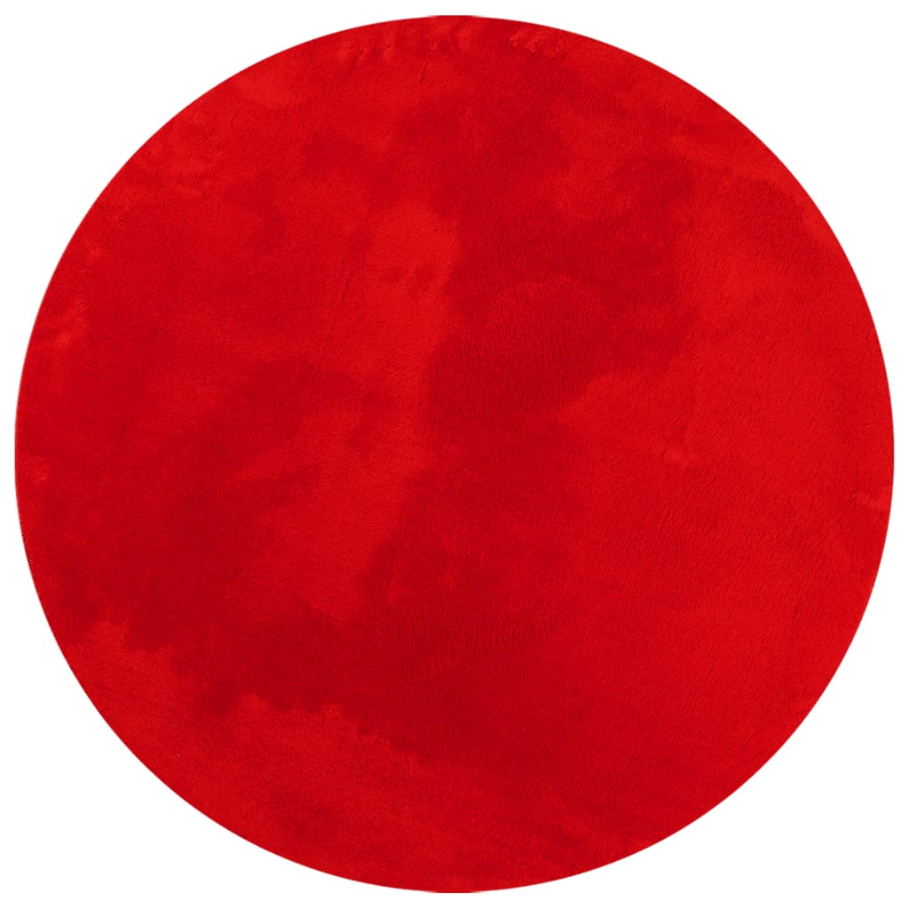 Alfombra De Pelo Corto Suave Lavable Huarte Rojo Ø 100 Cm / Vetonek_0
