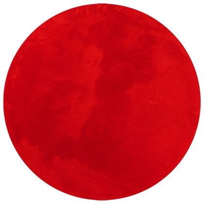 Alfombra De Pelo Corto Suave Lavable Huarte Rojo Ø 100 Cm / Vetonek_0