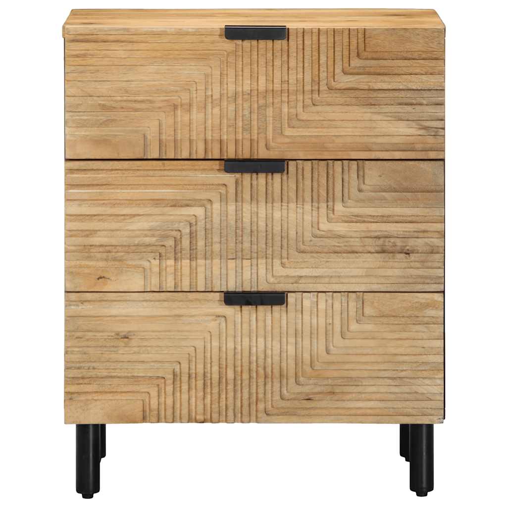 Mesita De Noche Madera Maciza De Mango 50x33x60 Cm Marrón_1